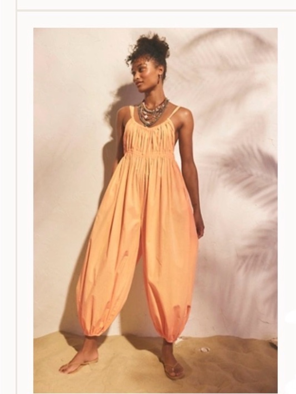 Free People Peach Balloon-Leg Romper